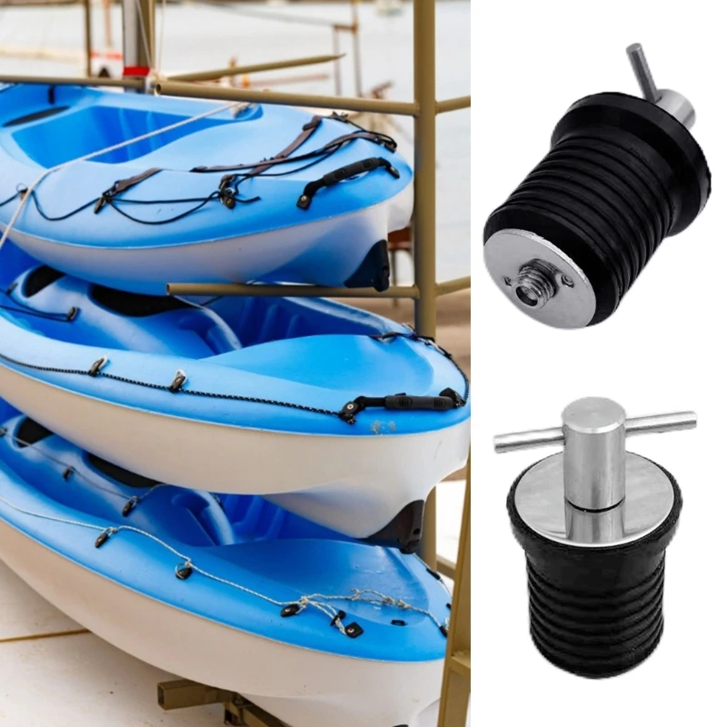 T-Handle Drain Plug Twist-Turn Marine Boats Drain Plugs Rubber Plugs with Brass Handle Boats Marine Accessories