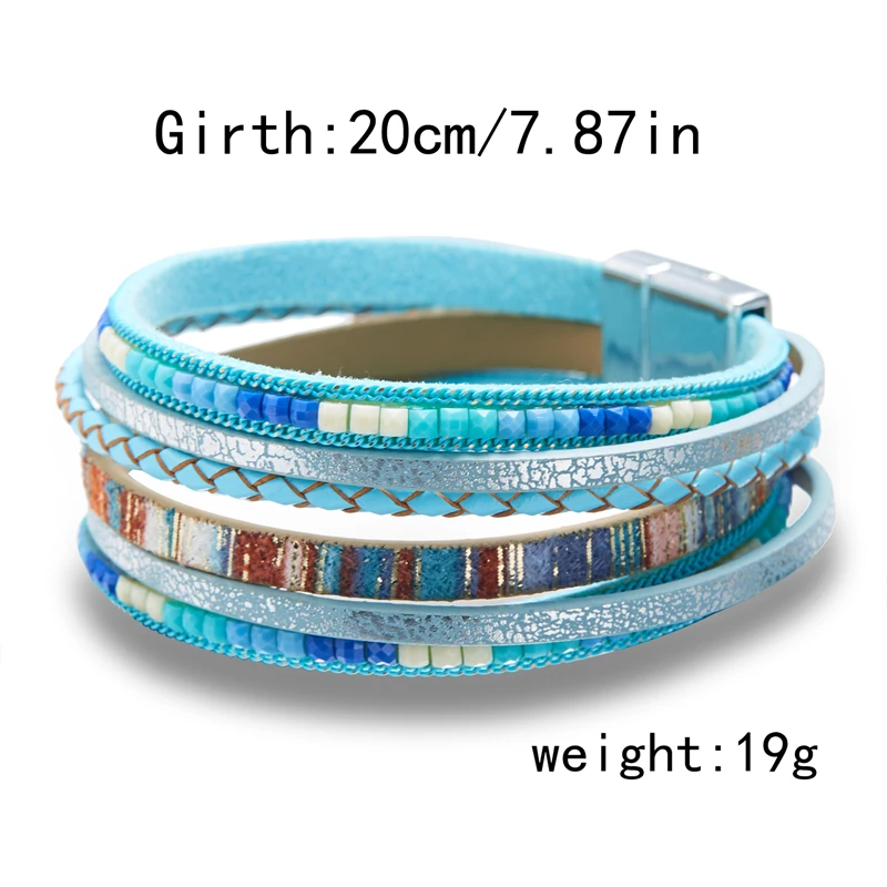 Böhmische Vintage mehr schicht ige Leder armbänder für Frauen hand gefertigte gewebte Leder breite Magnet verschluss Herren Armreif Modeschmuck – Detail 22