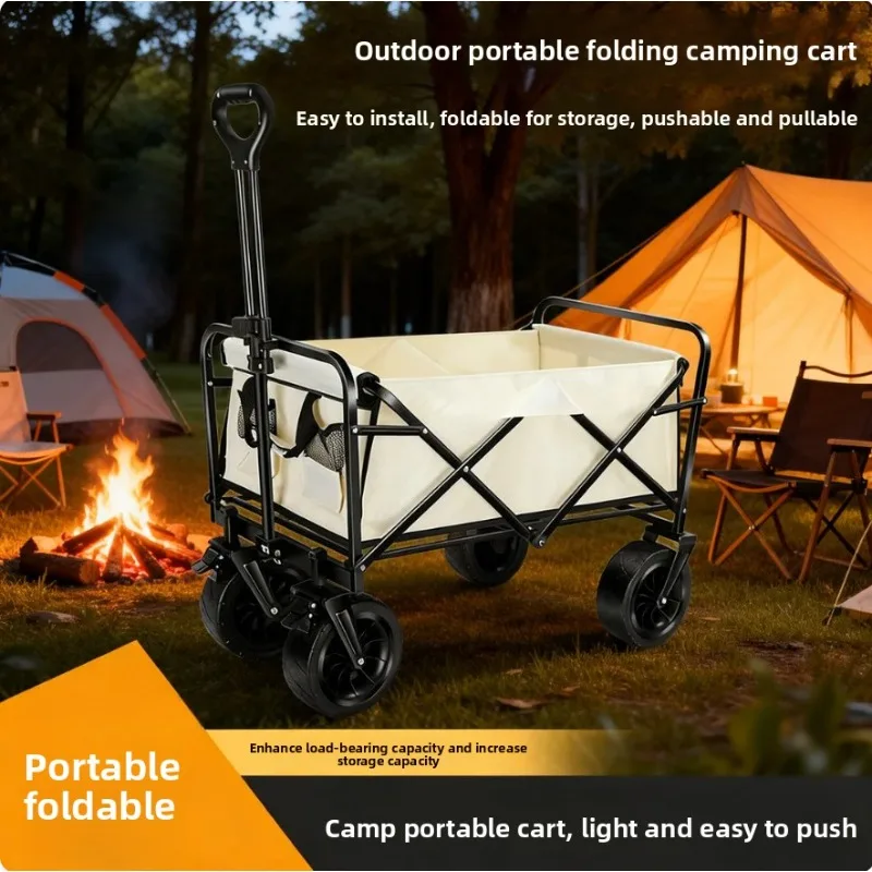 Folding Camping Cart Pushcart Vending Stall Storage Travel Picnic Camp Site Folding Wagon Picnic Camping Cart Shopping Trolley
