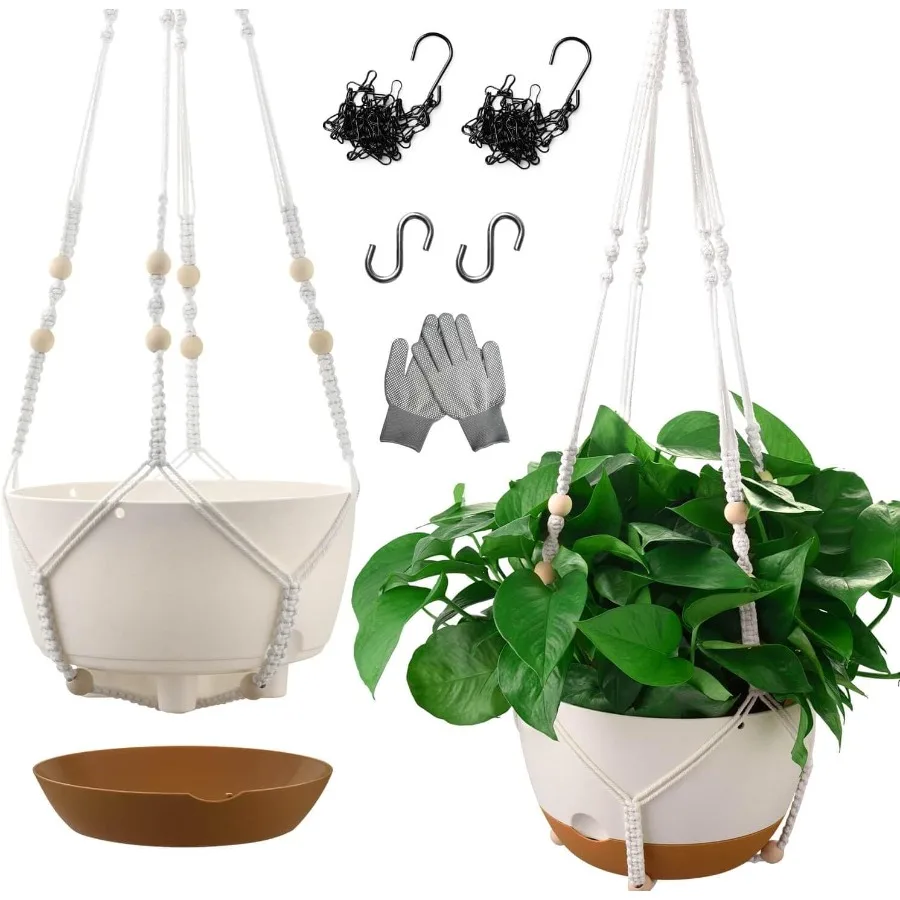 

10 Inch Hanging Planters for Indoor PlantsSet of 2 Hanging Pots for Plants with SelfWatering Outdoor Hanging Plant Pot with Dra