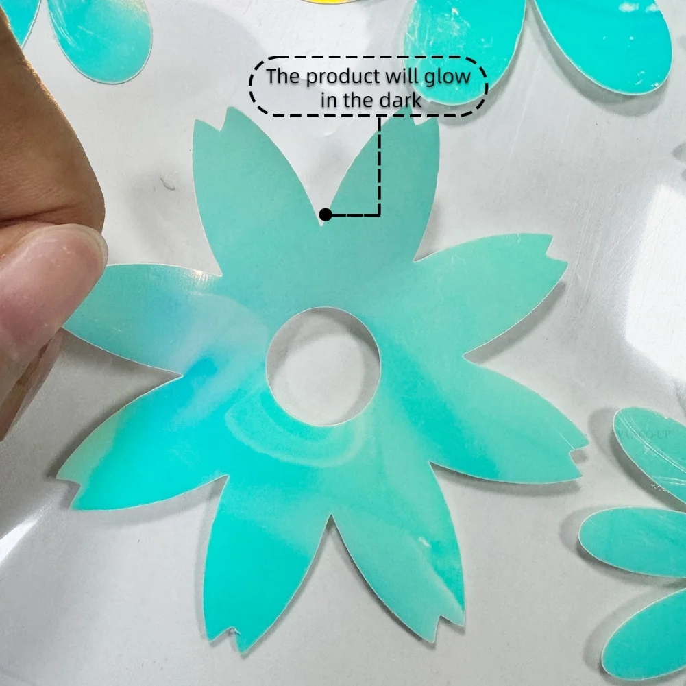 Gradient Flower Decor Glow In The Dark Decals for Easy To Apply Vinyl Night Time Decoration Repositionable Wall Art