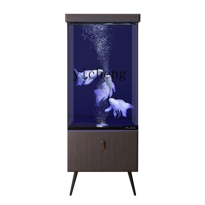 

TQH fish tank ultra-white glass koi butterfly carp goldfish tank living room vertical floor integrated aquarium