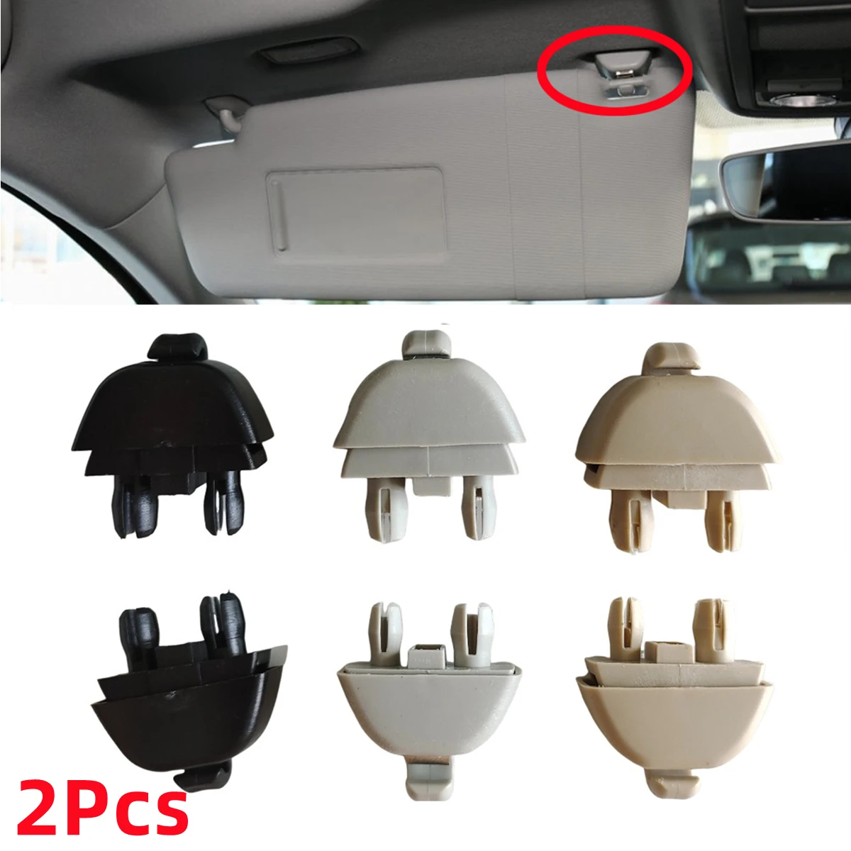 

2pcs Gray Black Beige Sun Visor Support Retainer Clip Hook 6R0857561 For VW Passat B7 Polo 6R GTI Up Skoda Rapid Citigo Seat MII