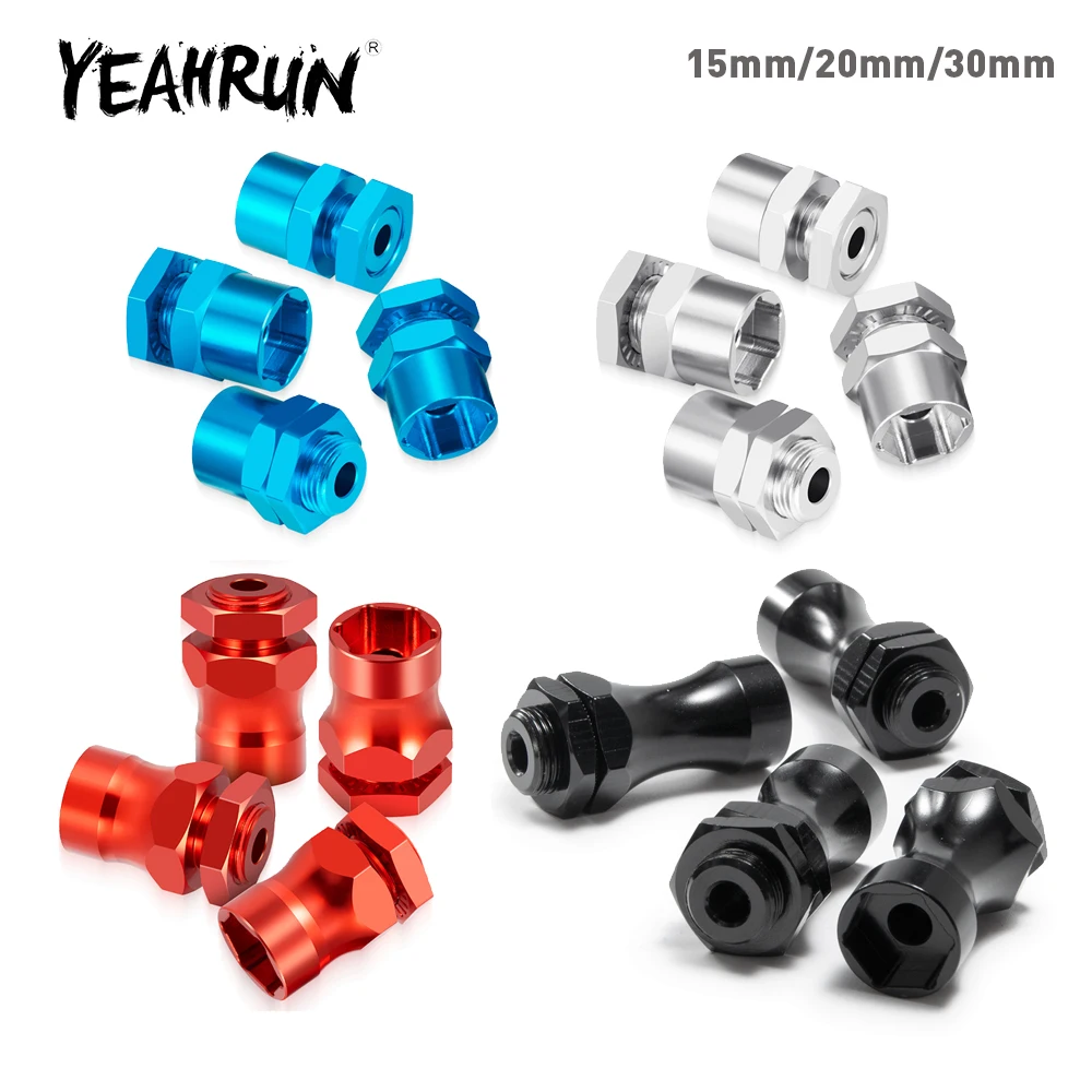 YEAHRUN Alu Alloy 15/20/30mm Extended 12mm Conversion to 17mm Wheel Hex Hub Adapters for 1/10 RC Car Upgrade Accessories Parts