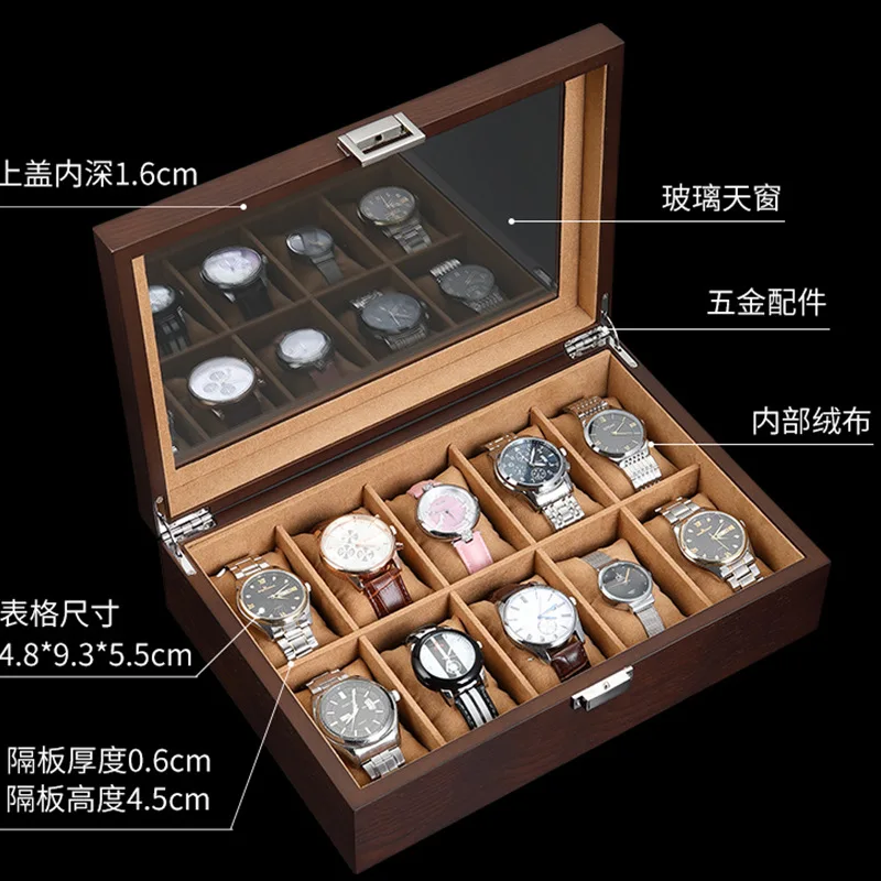 

retro style black walnut wooden watch storage box transparent display box can store 10watches family collection birthday ho