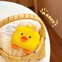 Earphone Case For Airpods 4 3 2 1 Cartoon Cute yellow baby duck Soft  Anti-drop protective Cover Silicone Headphone Accessories