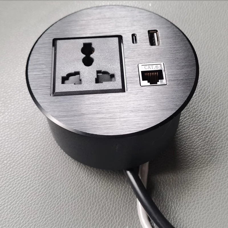 

Customized Professional Desk Power Socket Furniture Desktop Socket Round Table Recessed Power Outlet