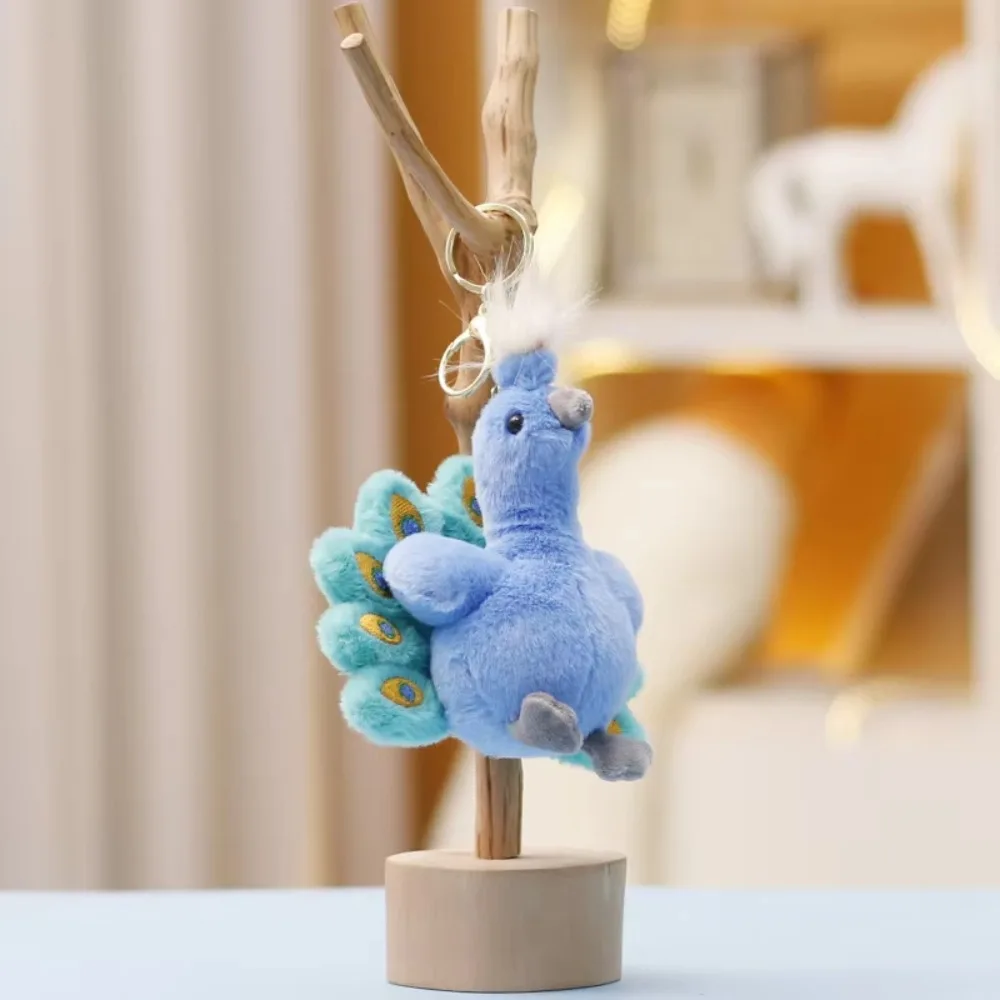PP Cotton Peacock Doll Plush Keychain Collection Comfortable Peacock Plush Key Ring Hanging Fluffy Stuffed Animal Bag Pendant