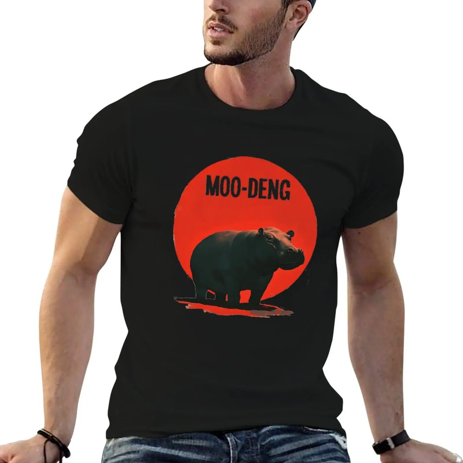 

Moo-Deng Bold Retro Art T-Shirt kawaii clothes cute clothes blacks baggy shirts mens big and tall t shirts