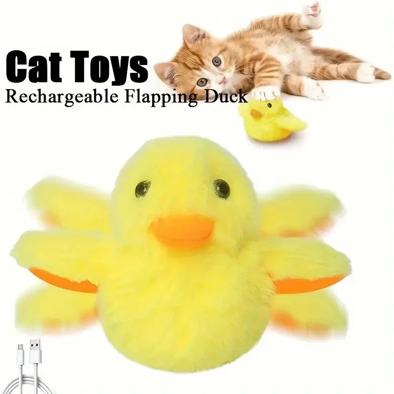

Washable Electric Flapping Duck Cat Toy Interactive Detachable Vibration Plush Sounding Kitten Toy with Catnip Pet Accessoires