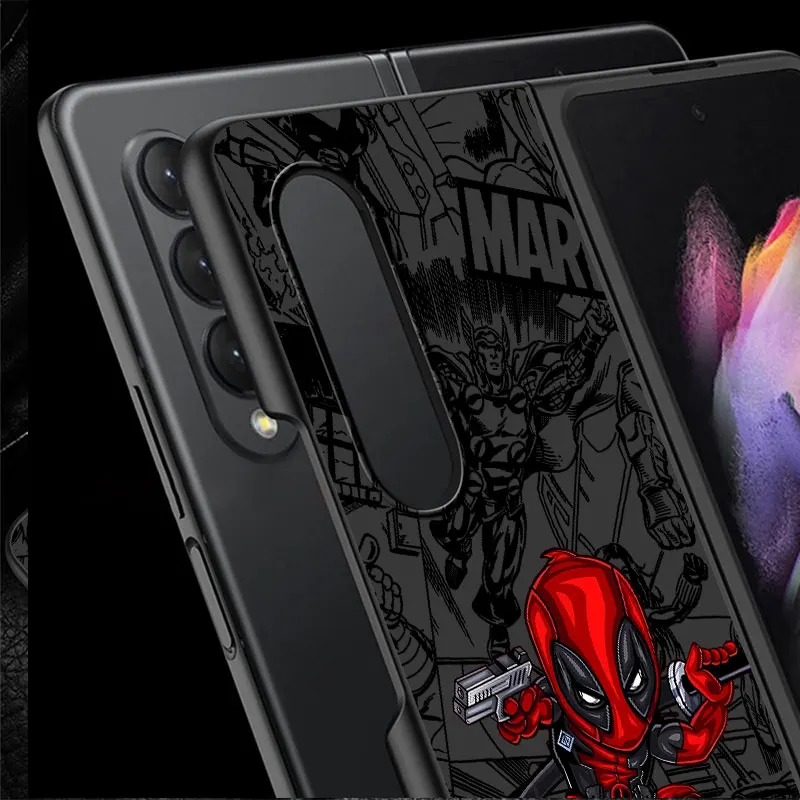 Marvel Hero Ironman Spiderman Phone Case for Samsung Galaxy Z Fold6 ZFold4 Z Fold5 5G Z Fold3 Z Fold4 5G Black Shockproof Cover