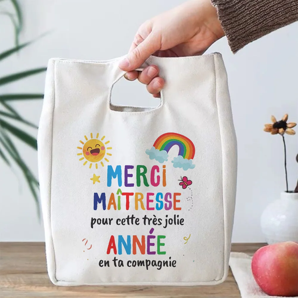 Учитель «Спасибо, у меня верните чудесный год по вашему сторону» Сумка для обеда с принтом Термальная сумка-холодильник для еды Бенто Сумка-тоут Подарок для учителя