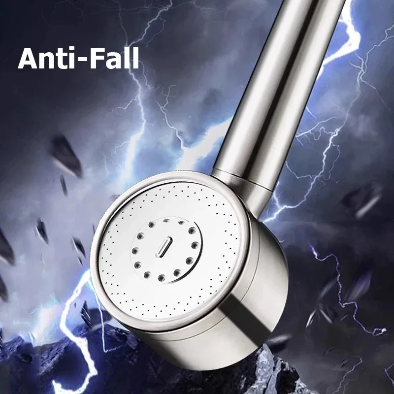 Upgraded 304 Stainless Steel High Pressure Shower Head 3 Modes Large Flow Sprayer Anti-Fall Shower Faucet Bathroom Accessories
