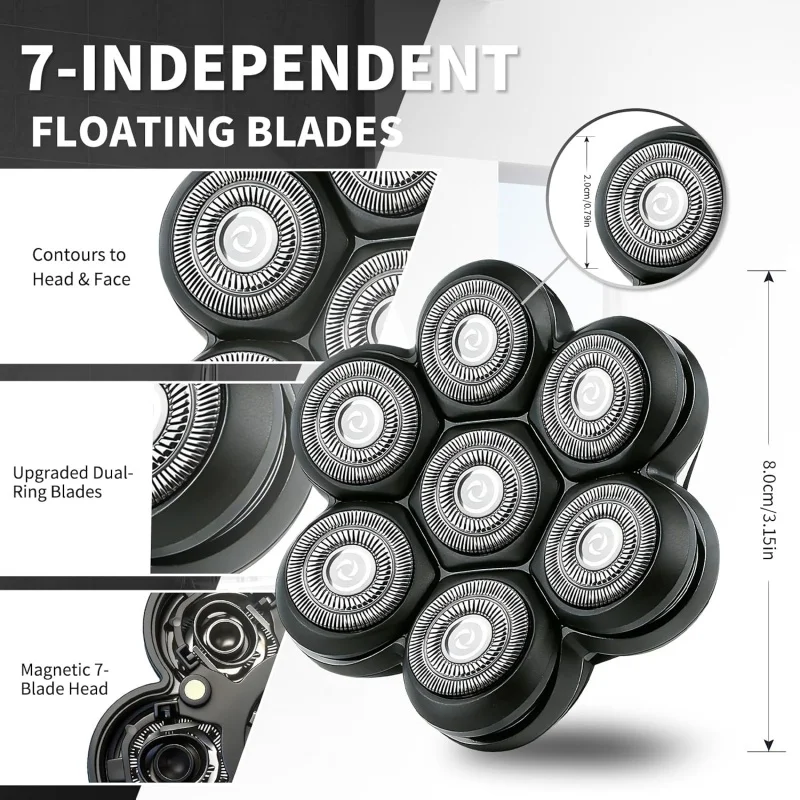 1Pack 7 Blade Magnetic Head Compatible with Freebird Wyklaus Dual-ring steel 7D Magnetic Head