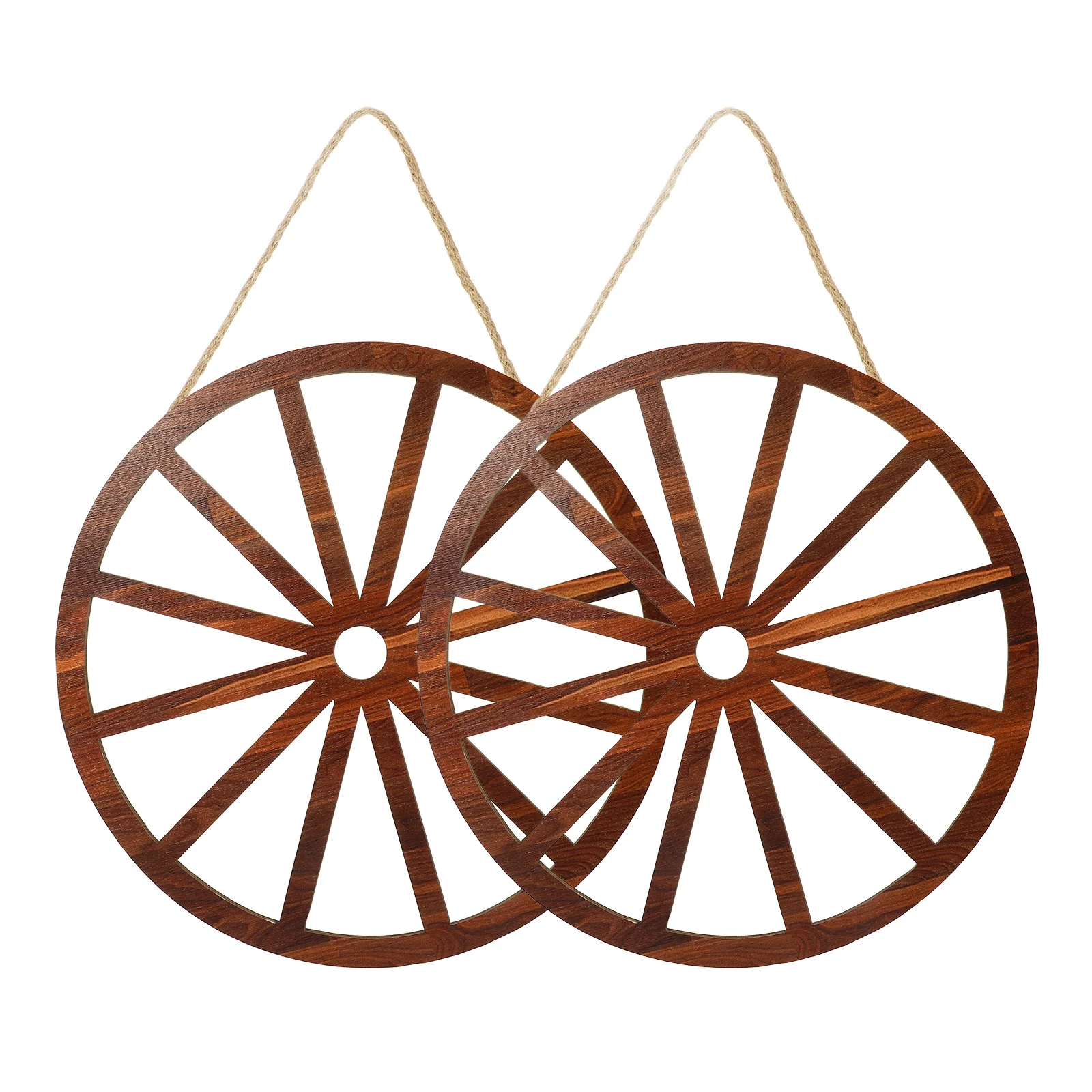 

2pcs Wooden Wheel Wall Decor High-grade Wood Material Vintage Home Ornament Rustic Style Living Room Study Office Garage