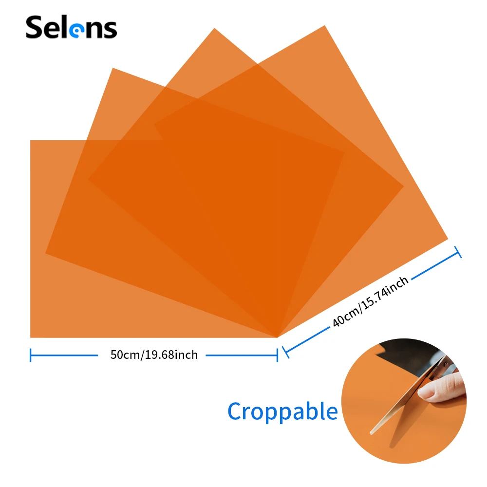 4 قطع من فلتر المواد الهلامية للإضاءة مقاس 16 × 20 بوصة باللون البرتقالي الشفاف لتصحيح الألوان، CTO كامل لاستوديو الصور باللون الأحمر