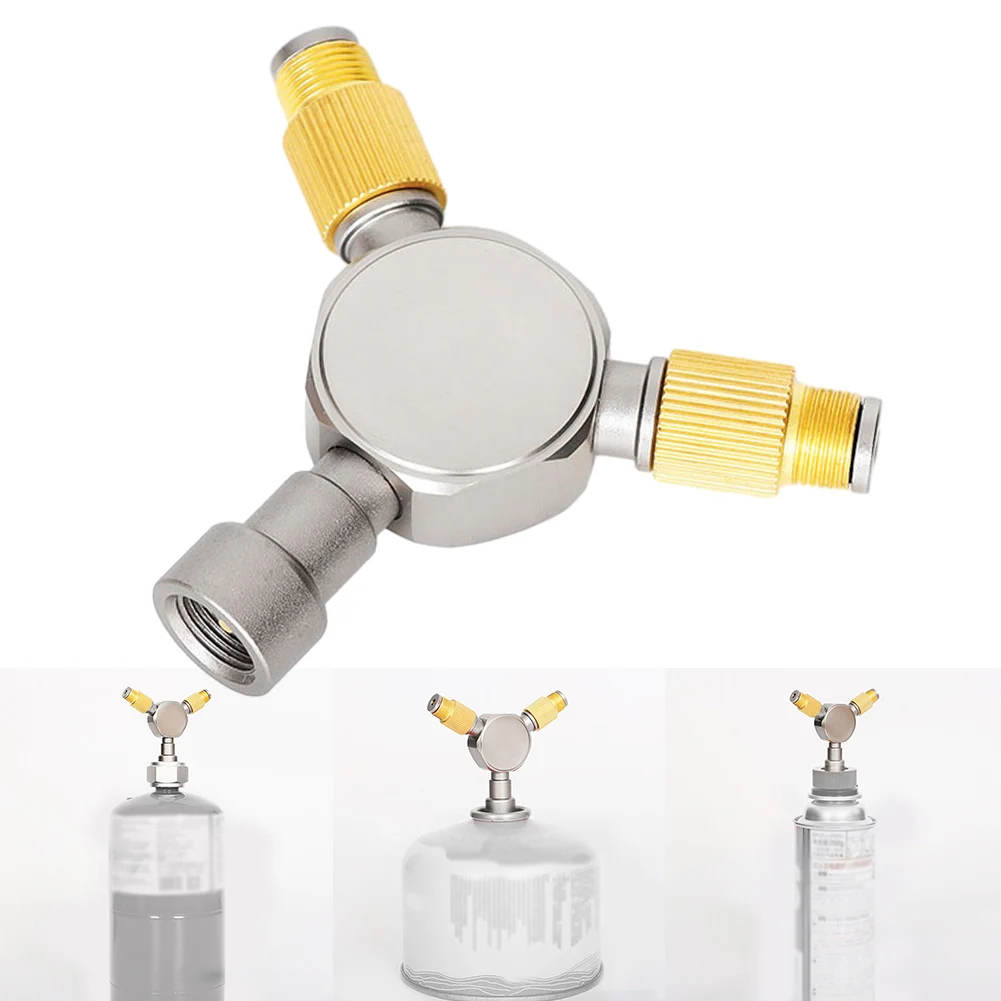 /To /Two /Outputs Gas Tank Conversion Head Camping Stove Adapter 7/16-28 Thread For Splitter Distributor For 230g 450g Canister