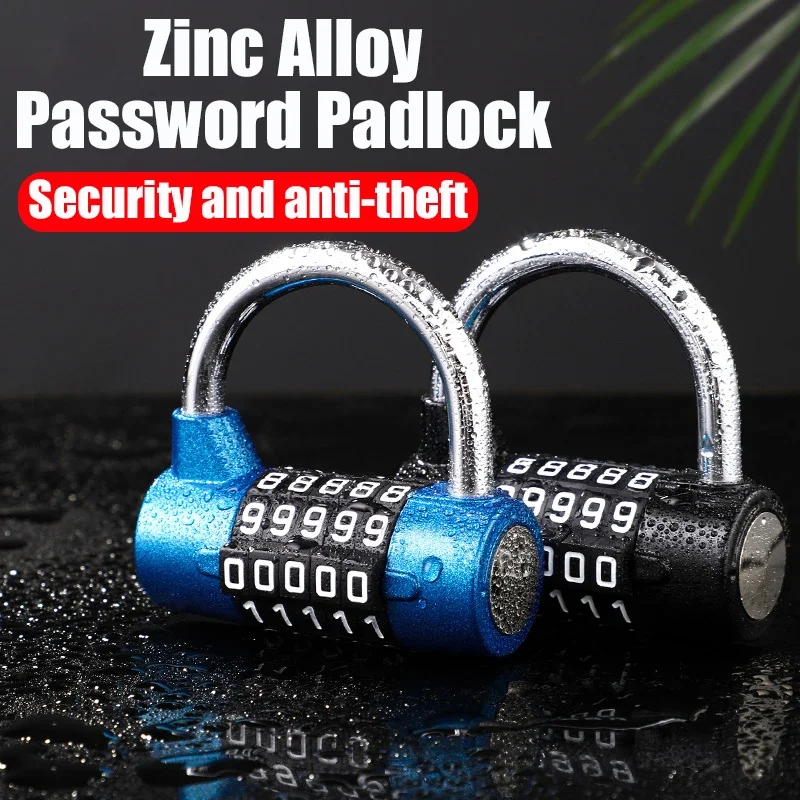 5 Digital Password Zinc Alloy Combination Door Lock Code Motorcycle Padlock for Locker Room Cabinet Student Drawer Bike Bolt