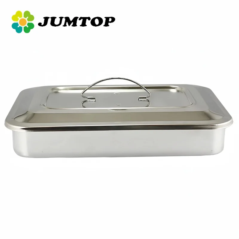 JUMTOP Dental Instruments Tray with Lid Stainless Steel Surgical Nursing Equipments Tools Sterilizer Container