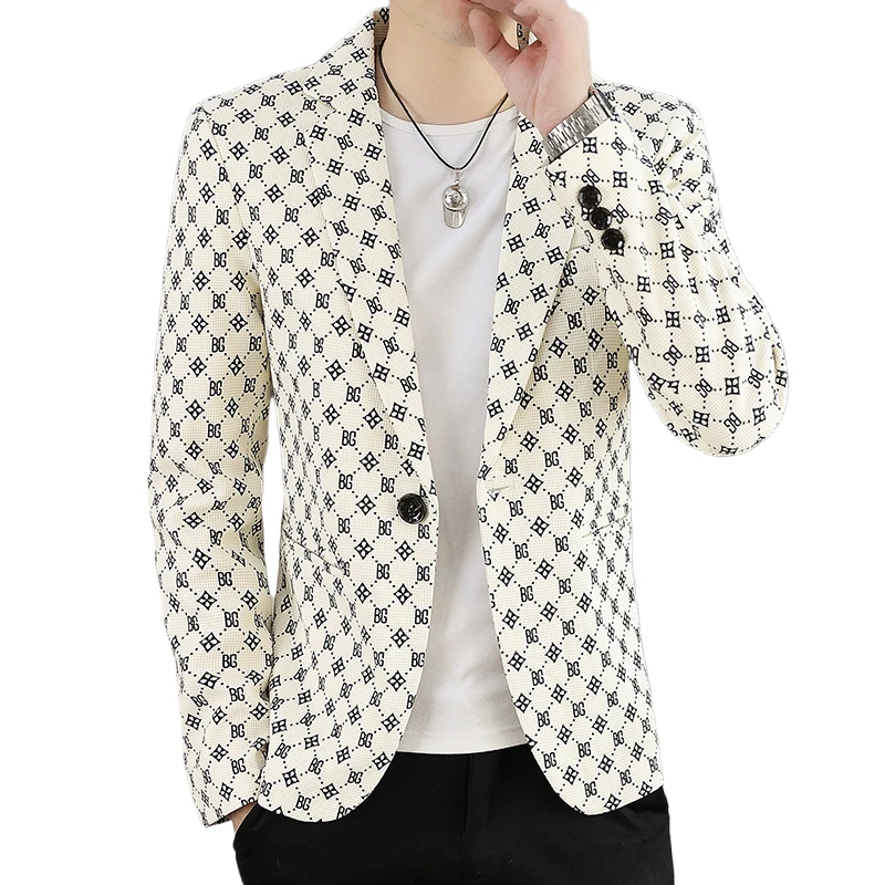 Brand Luxury Printed Suit Jacket for Men 2025 Autumn Casual Slim Fit Blazers Business Social Street Wear Suit Costume Homme 4XL