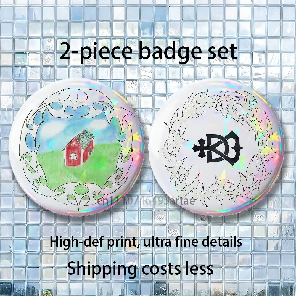 B-Bladee Crest Brooches for Backpack Accessories 25,32,44,58,75mm Round Enamel Pins 2-piece set Cartoon Anime Badge