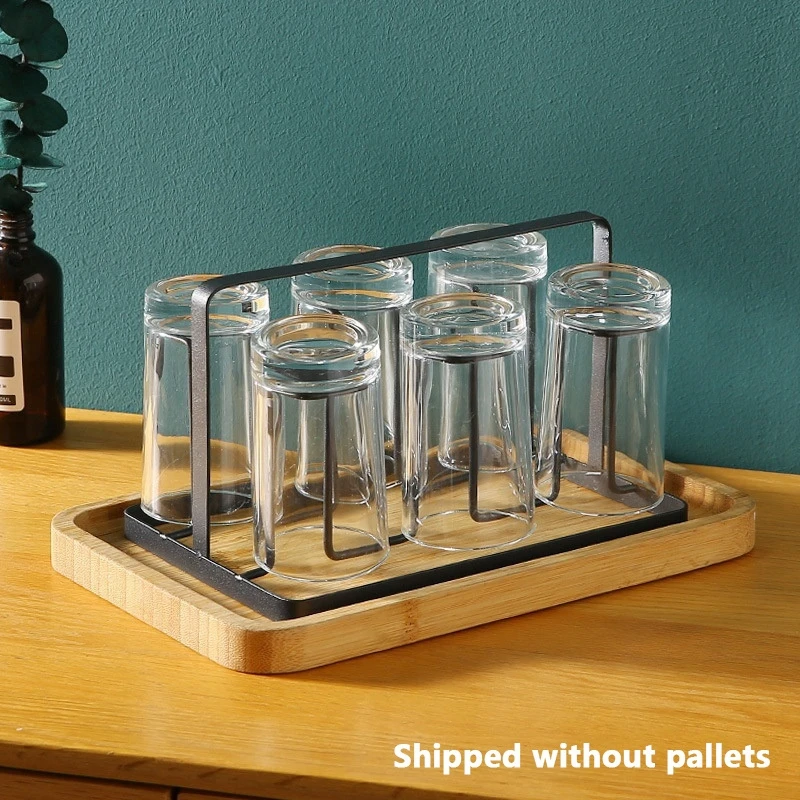 2X 6 Glass Cups Stand Holder Drying Shelf Kitchen Water Cup Rack Home Hanging Drainer Storage Rack Accessories