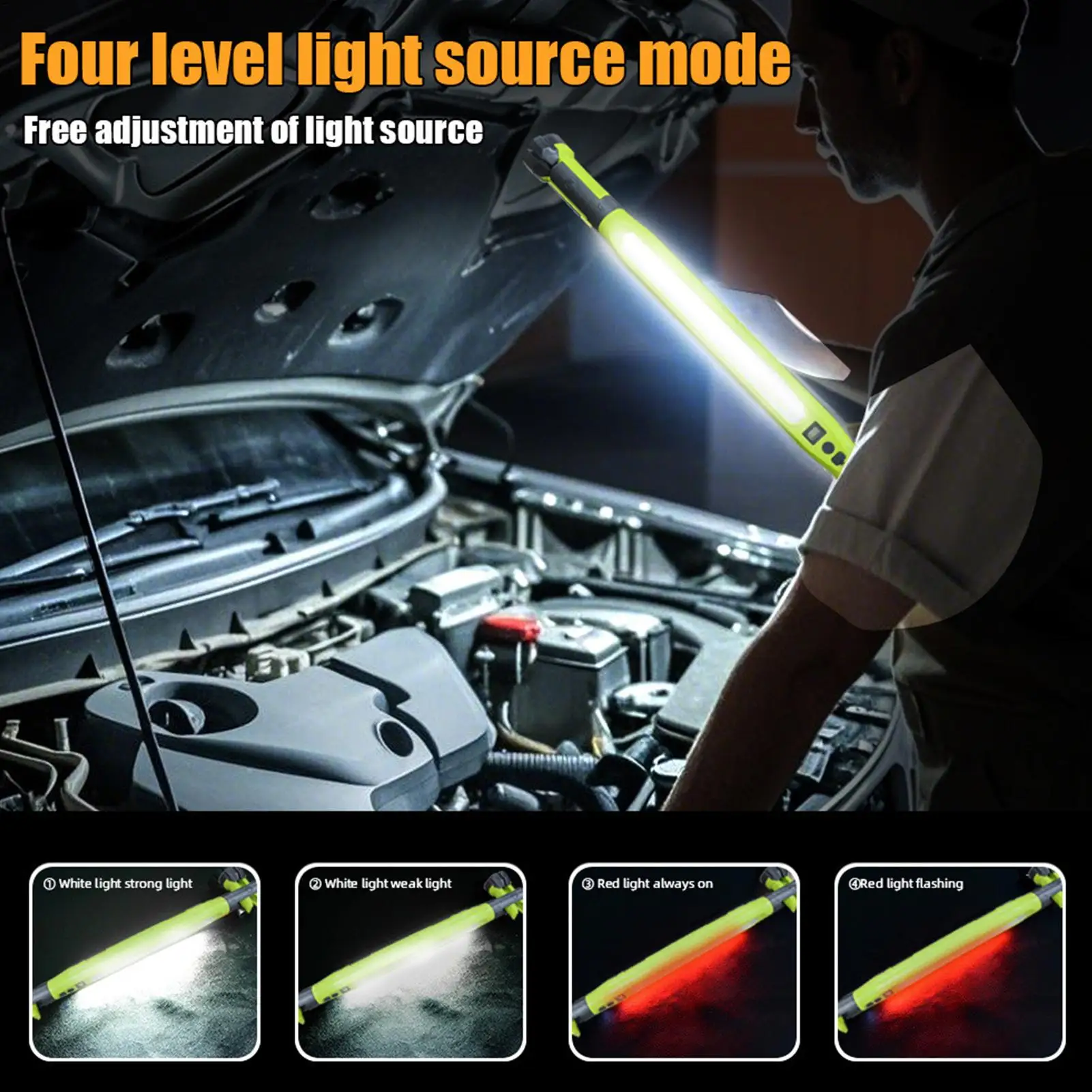 

LED Magnetic Light Portable 3-Mode Bright Garage Under Hood Mechanic Light For Garage Workshop Camping Hiking Construction Site