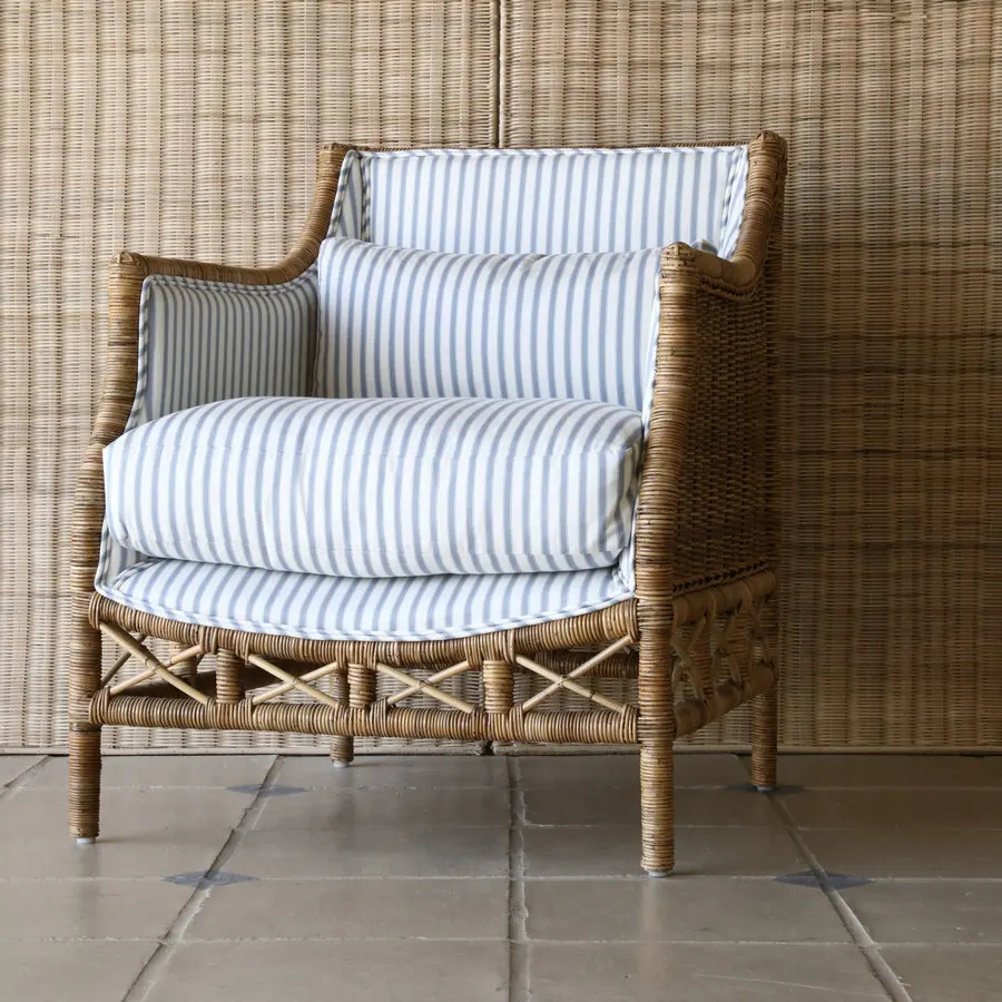 Home Furniture Set Woven Leisure Lounge Armchair Modern Wicker Back Accent Chair for Apartment Indoor Natural Rattan Chair
