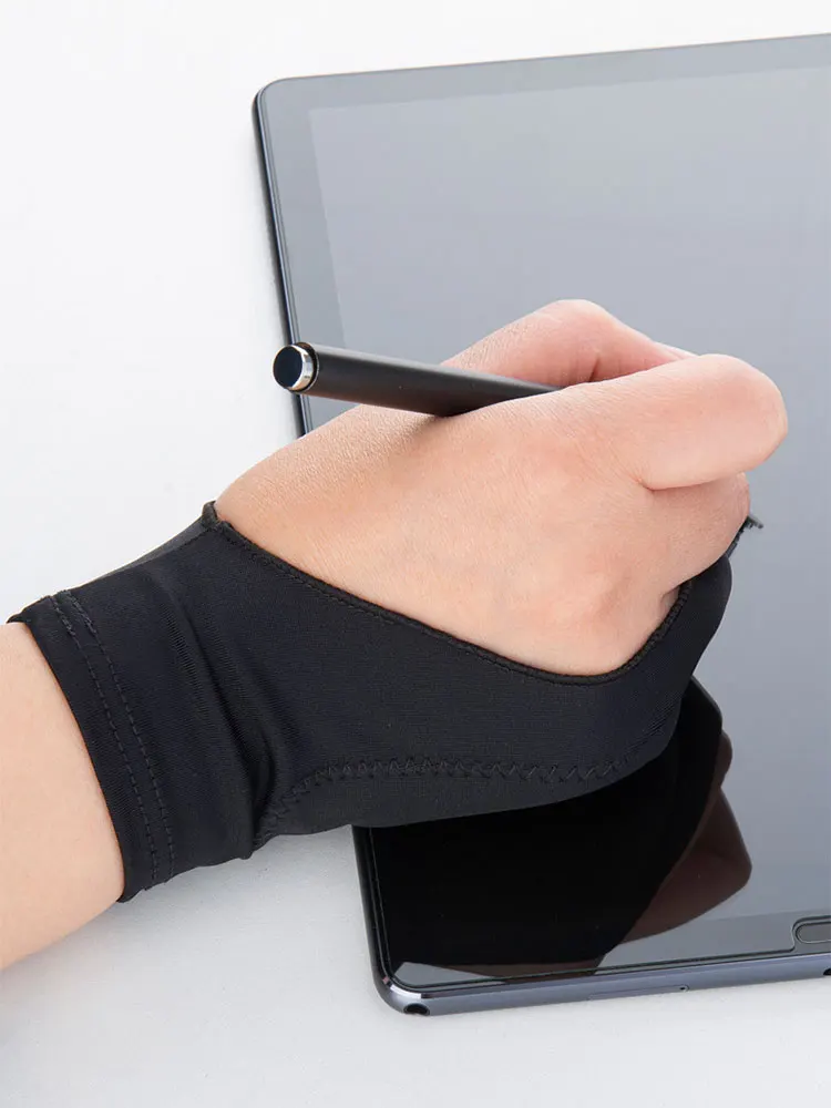 Zeichenhandschuhe, Handflächenabweisung, zwei Finger-Handhandschuhe für Tablets, digitales Board, Bildschirm, Touch-Zeichnung, Antifouling-Handschuhe