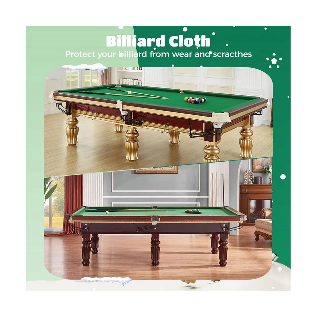 Barbecue en feutre pour table de billard, 8 tables de billard de fédération