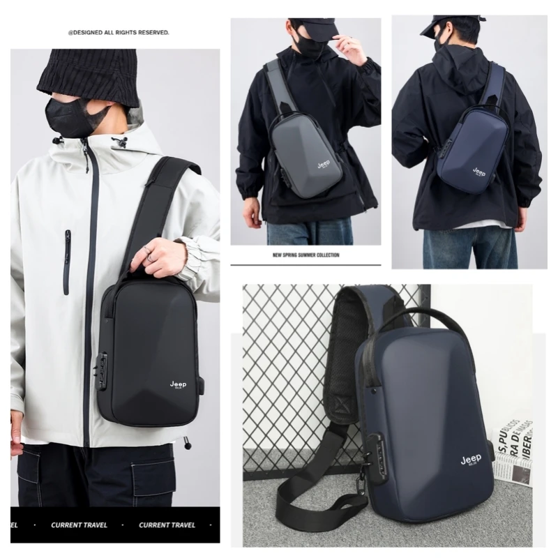 Men Chest Bag JEEP BULUO Brand Nylon Waterproof High Quality Multifunction Crossbody Sling Shoulder Bags For Male mMotorcyclist