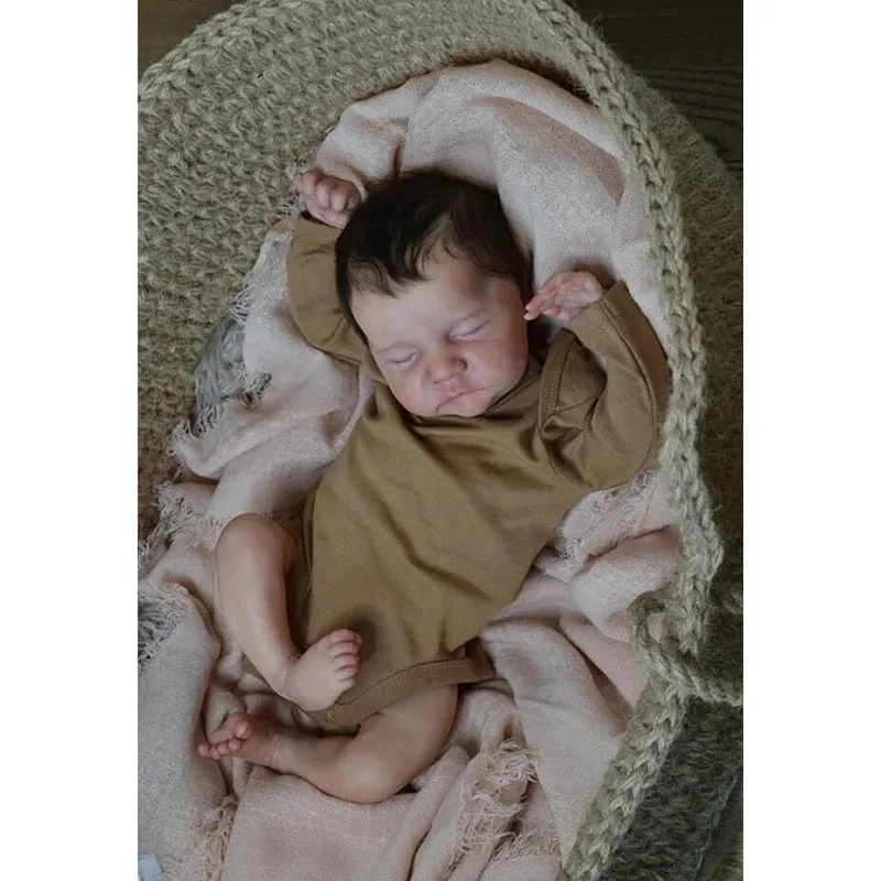 Lalka Reborn Levi 48 cm, materiałowy/silikonowy korpus, wysokiej jakości ręcznie malowana, wielowarstwowa lalka, zabawka, prezent urodzinowy
