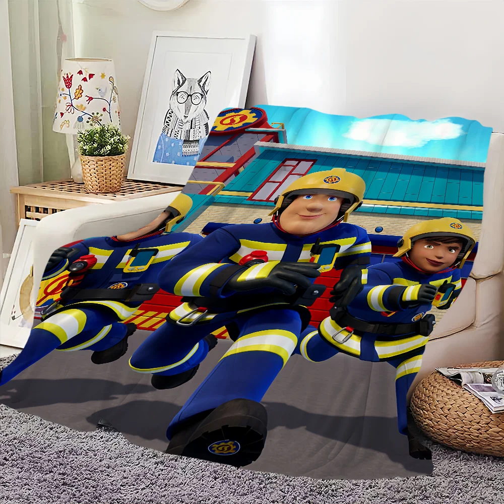 Cartoon Firemans Sams Blanket Soft Comfortable Nap Plush Suitable For Iiving Room Office Bedroom Birthday Home Kid Gift