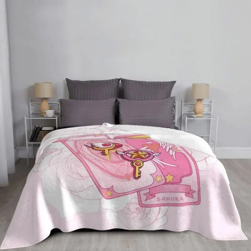 Cardcaptor Sakura dream wand blanket soft flannel fleece warm anime manga throw blankets for car bedroom couch bedspreads