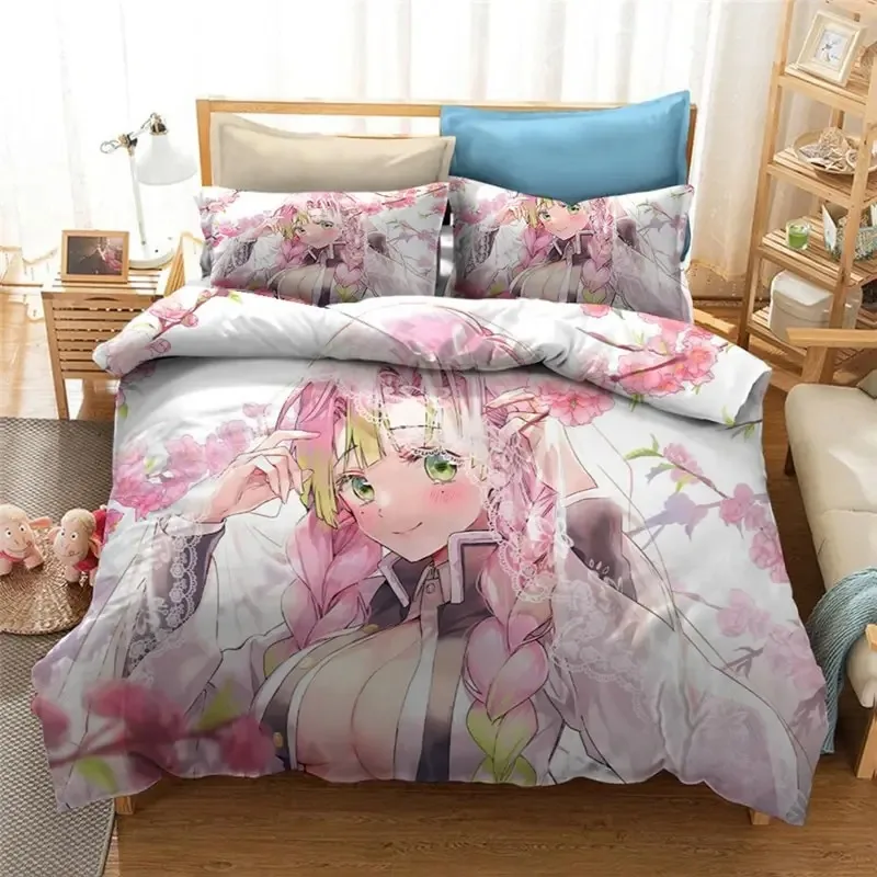 

Cartoon Demon Slayer Bedding Set Duvet Covers Japan Anime 3D Printed Comforter Bedding Set Bedclothes Bed Linen Home Textiles