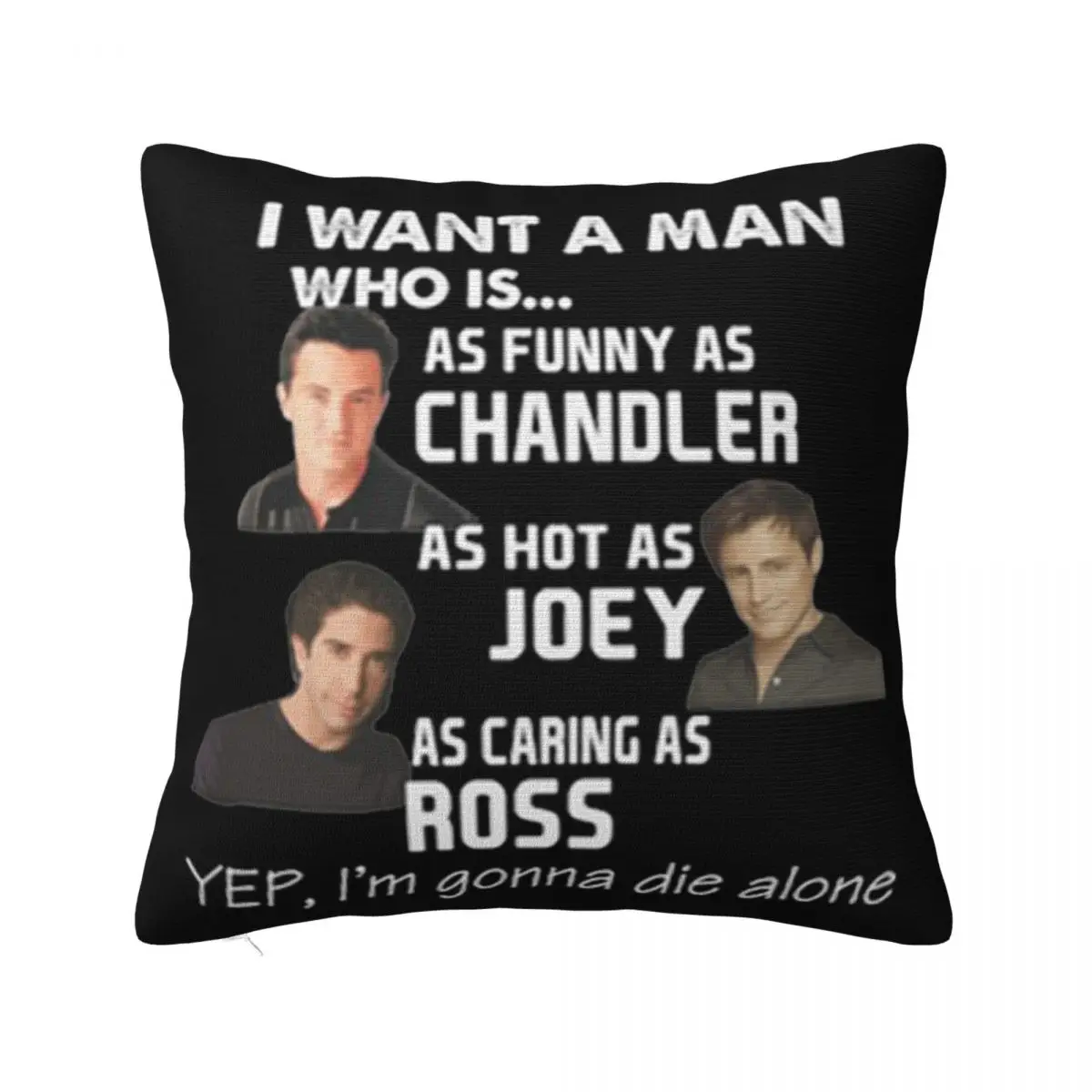 Friends I Want A Man Who Is As Funny As Chandler Joey Ross 3D Formal Fresh Design Loose Pillow Case