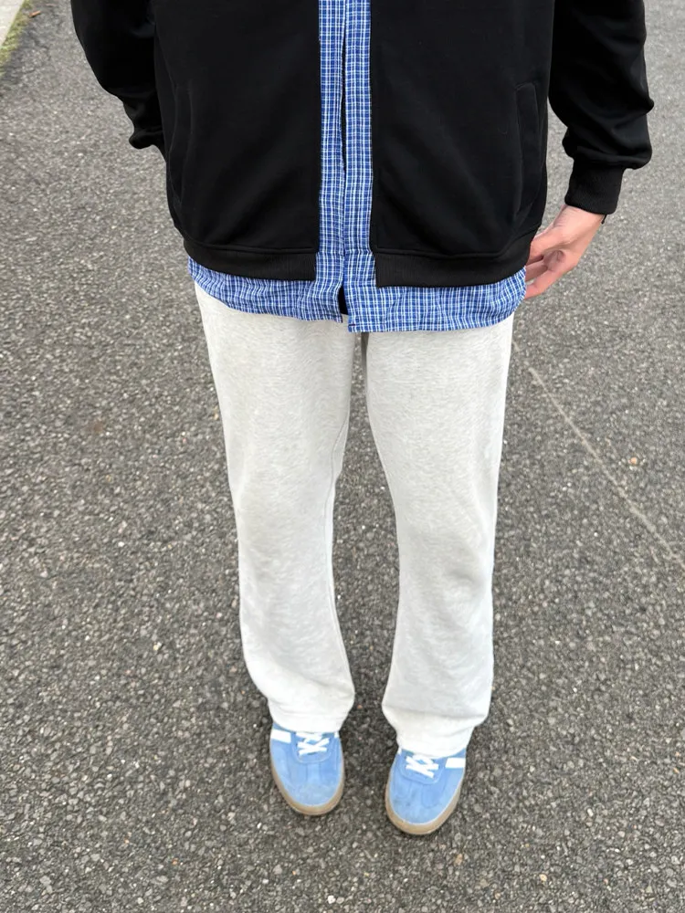Cleanfit Grey Sweatpants Straight Leg Elastic Waist Drawstring Men Women Spring American Heavy Duty Drapey Knife  Sports ...