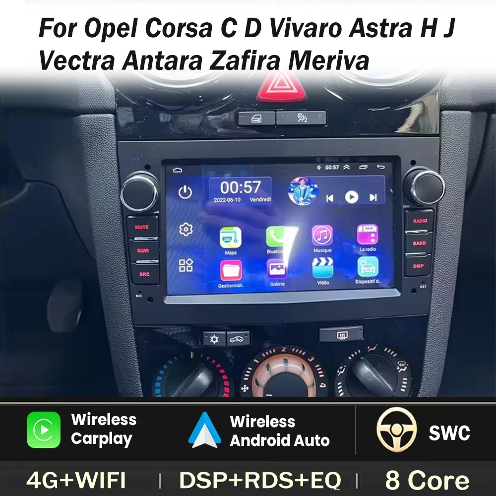 Car Radio For Opel Astra H J 2004 Vectra Vauxhall Antara Zafira Corsa C D Vivaro Meriva Veda Carplay GPS Navigation Auto Stereo