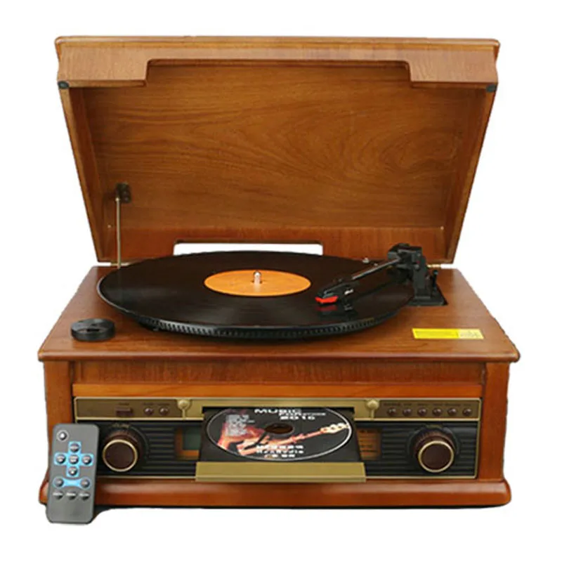 Bluetooth Classic Wooden Vinyl Retro Sound-Keeping Cdlp Record Player Radio