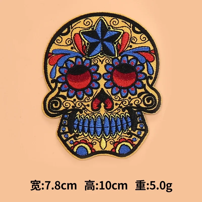 Sugar Skull Patch Mexico Day of the Dead Patches Sewing Embroidered Applique for Jacket Stickers Badge DIY Apparel Accessories