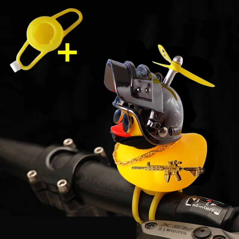 Auto Nette Kleine Gelbe Ente Mit Helm Propeller Wind-brechen Welle-brechen Mit Spielzeug Pistole Ente Fahrrad Motorrad auto Zubehör – Detail 13
