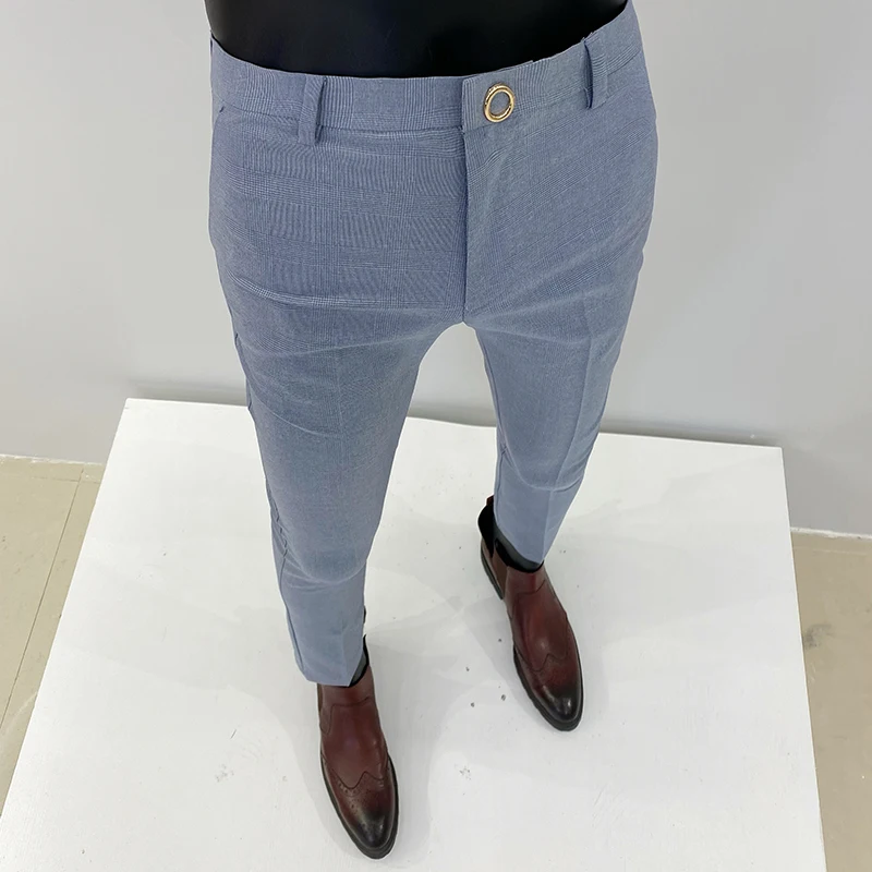 Heren Pak Broek Jurk Koreaanse Streep Hoge Kwaliteit Heren Casual Broek Streetwear Slim Fit Gestreepte Sigaret Broek Man Kleding