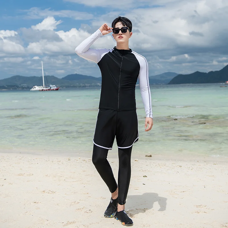 Rash Guards Couples 2025 New Korean Long Sleeve Patchwork Multi Pieces Swimsuit Swimwear Bathing Suits Surfing Long Pants image 4