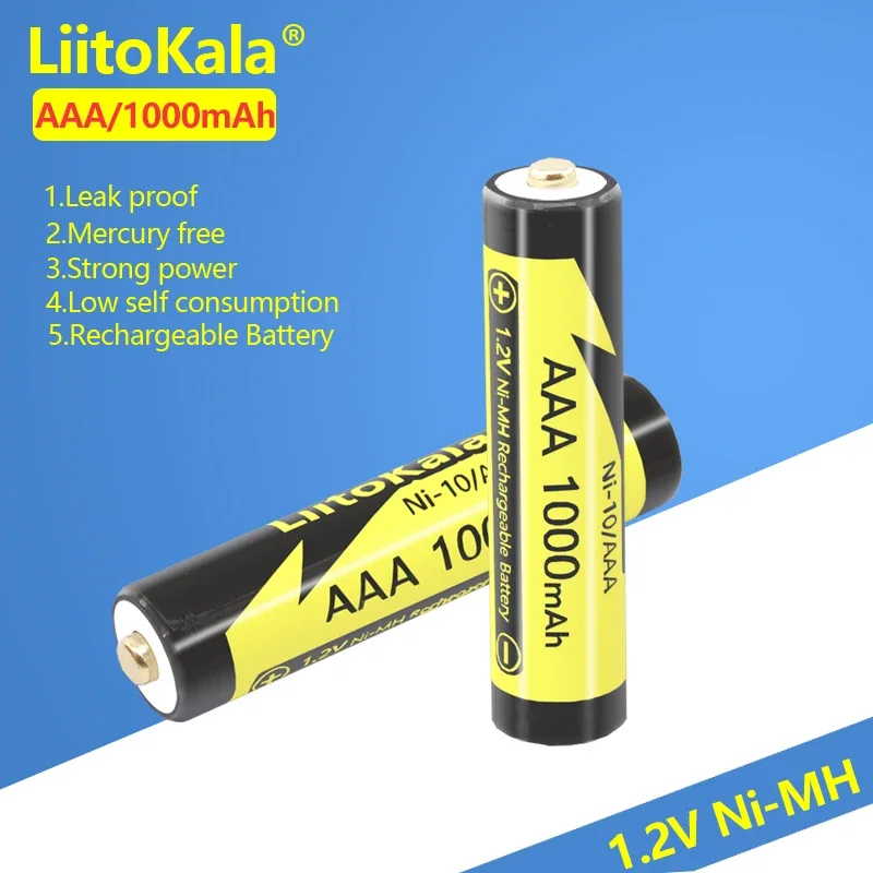 1-15PCS LiitoKala 1.2V Ni-10/AAA 1000mAh Ni-MH Rechargeable Battery for Camera Flashlight Toys Shaver Pre-charged NI-MH Batery