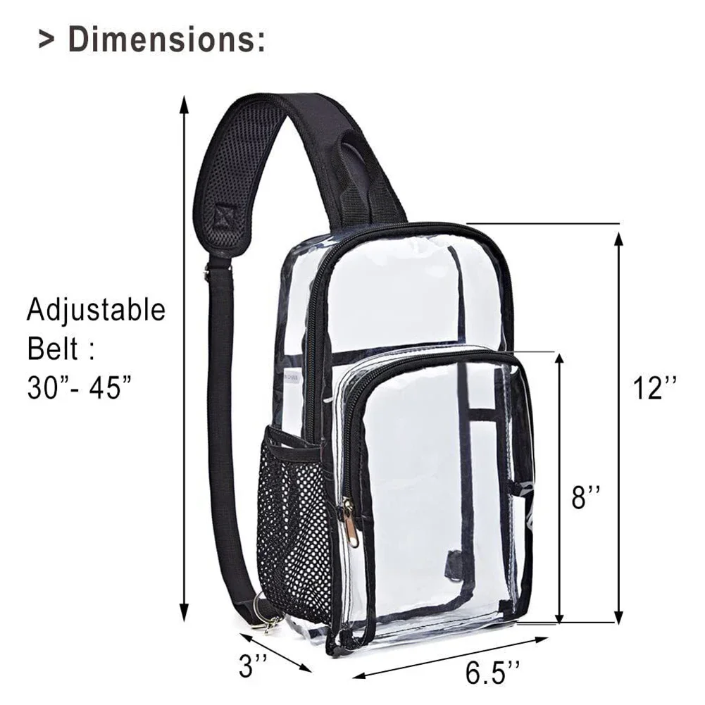 Transparent PVC Fanny Pack Bum Bag Stadium Approved Shoulder Bag Fashion Waterproof Casual Portable Simple for Weekend Vacation