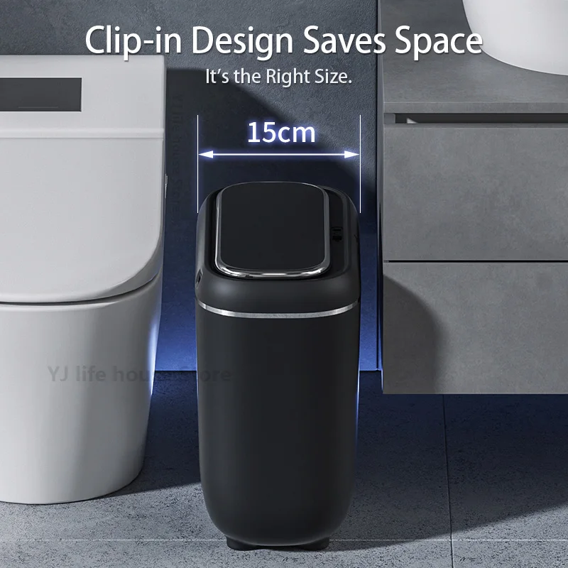 14L Automatic Sensor Trash Can Narrow Smart Bathroom Trash Bin Toilet Garbage Bucket Dustbin For Kitchen Recycling Smart Home