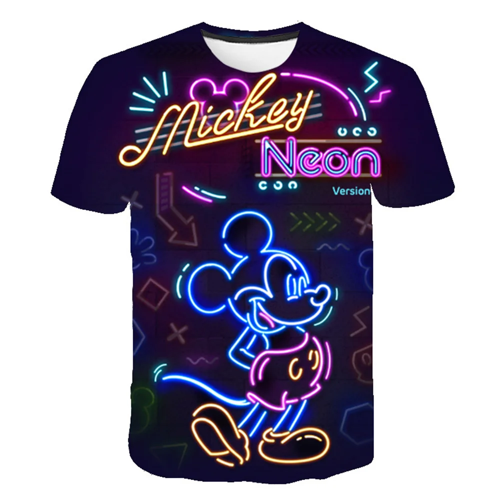 

Boys Girls Kawaii Mickey Mouse T-shirts Children Cartoon Print T Shirts Summer Short Sleeves Disney Series Tops Tees 1-14 Years