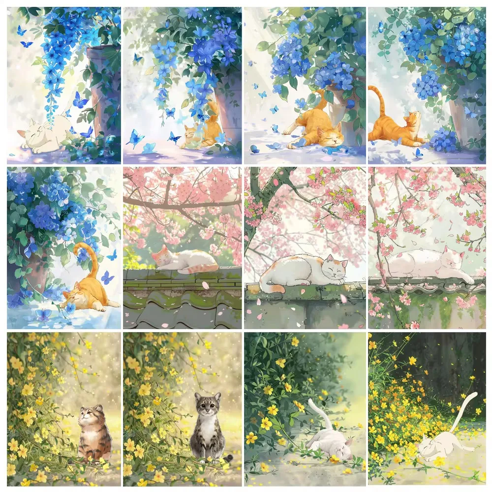 DIY Diamond Painting Cartoon Flower Cat Game Landscape Diamond Mosaic Handmade Art Exquisite Gift Home Decor