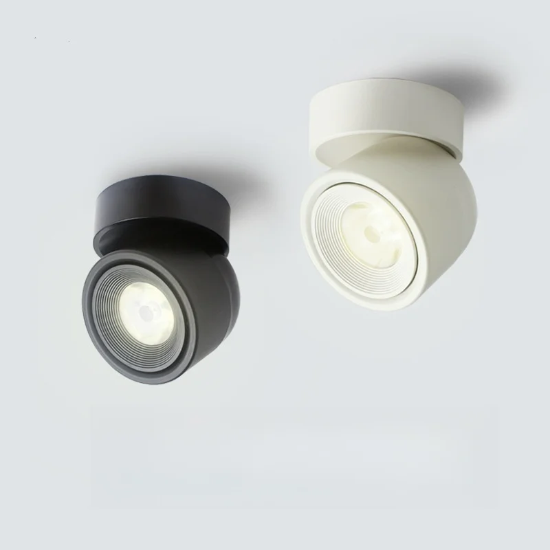 Refletor de teto LED 360 °   Rotação COB Luz de teto 7W / 12W Lâmpada montada em superfície Design moderno para fábrica de iluminação interna