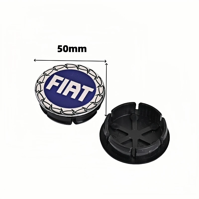 4-Pack 50mm 3D FIAT Car Wheel Hub Center Emblems - New Logo Caps, Dust-Proof Refit Badges, Styling Accessories for Auto Rims